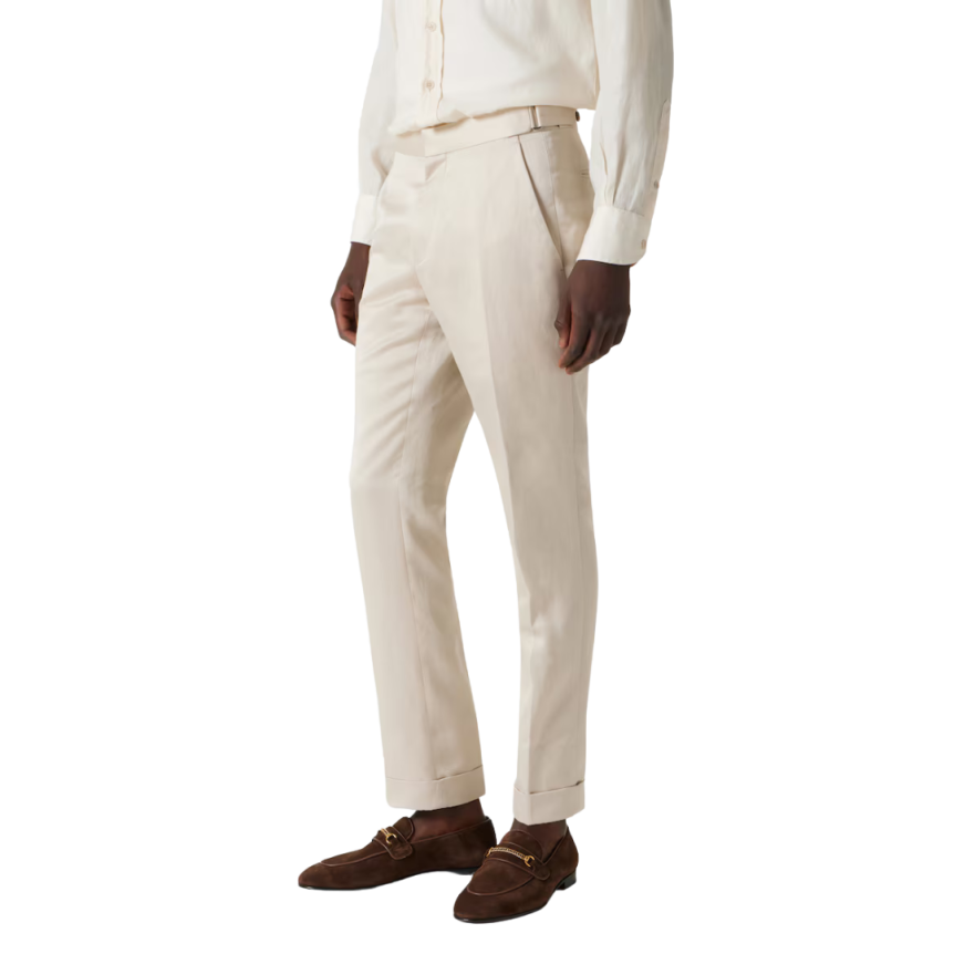 Costume croisé TOM FORD soie lin champagne