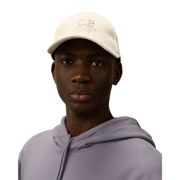Casquette CP COMPANY gabardine coton blanc broderie logo