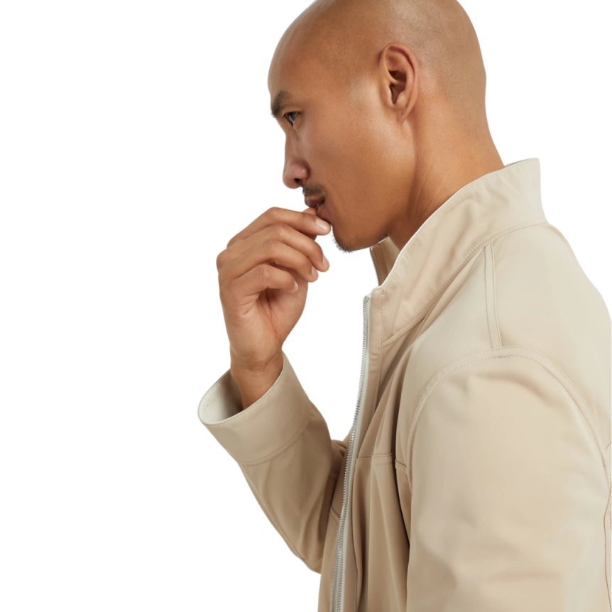 Blouson bomber BRUNELLO CUCINELLI réversible cuir nappa membrané écru panama