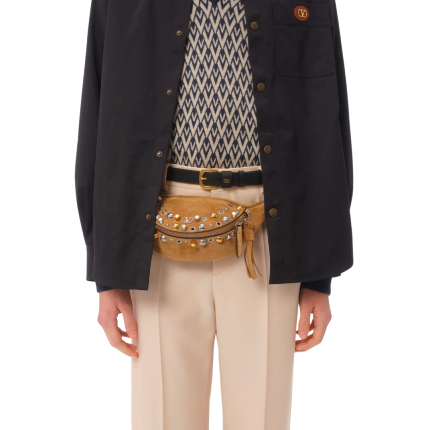 Veste sur chemise VALENTINO nylon bleu marine logo poitrine