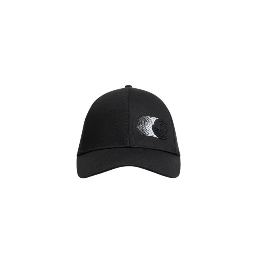 Casquette MONCLER gabardine coton noir logo filant noir mat