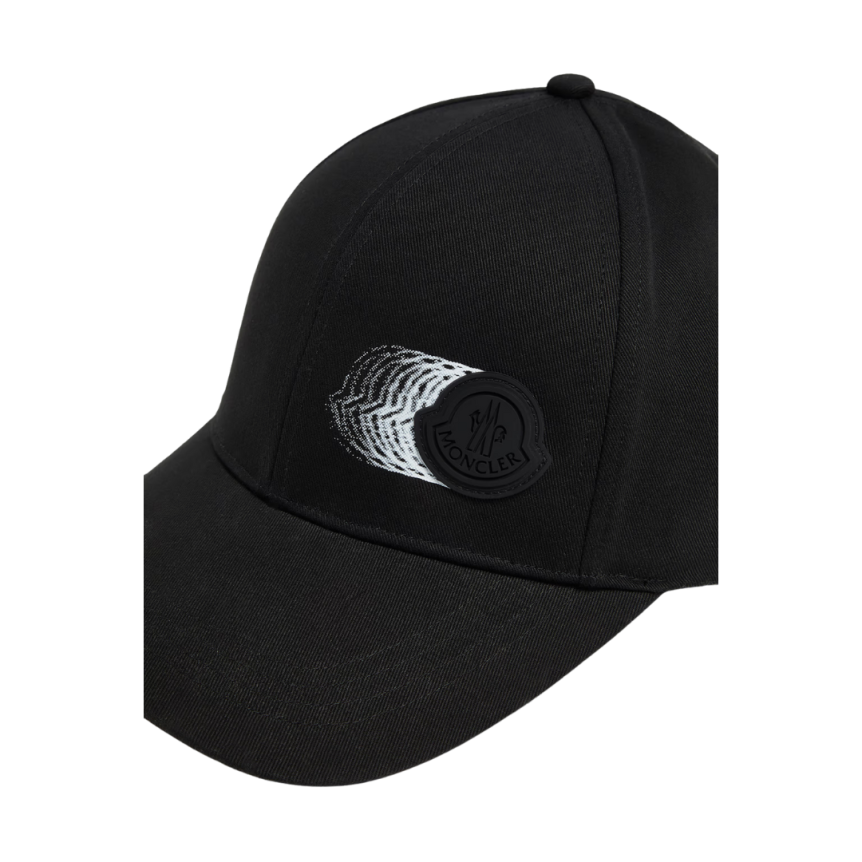 Casquette MONCLER gabardine coton noir logo filant noir mat