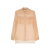 Chemise manche longue cape mousseline coton beige volants
