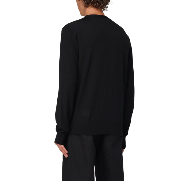 Cardigan DSQUARED col v bouton laine vierge noire poche logo