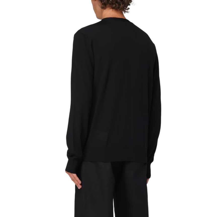 Cardigan DSQUARED col v bouton laine vierge noire poche logo