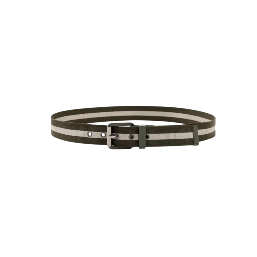 Ceinture DIOR toile coton rayure kaki beige