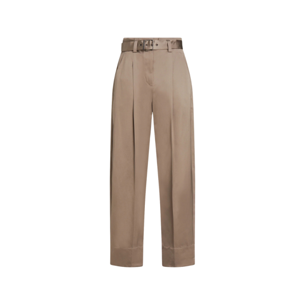 Pantalon BRUNELLO CUCINELLI satin marron ceinture