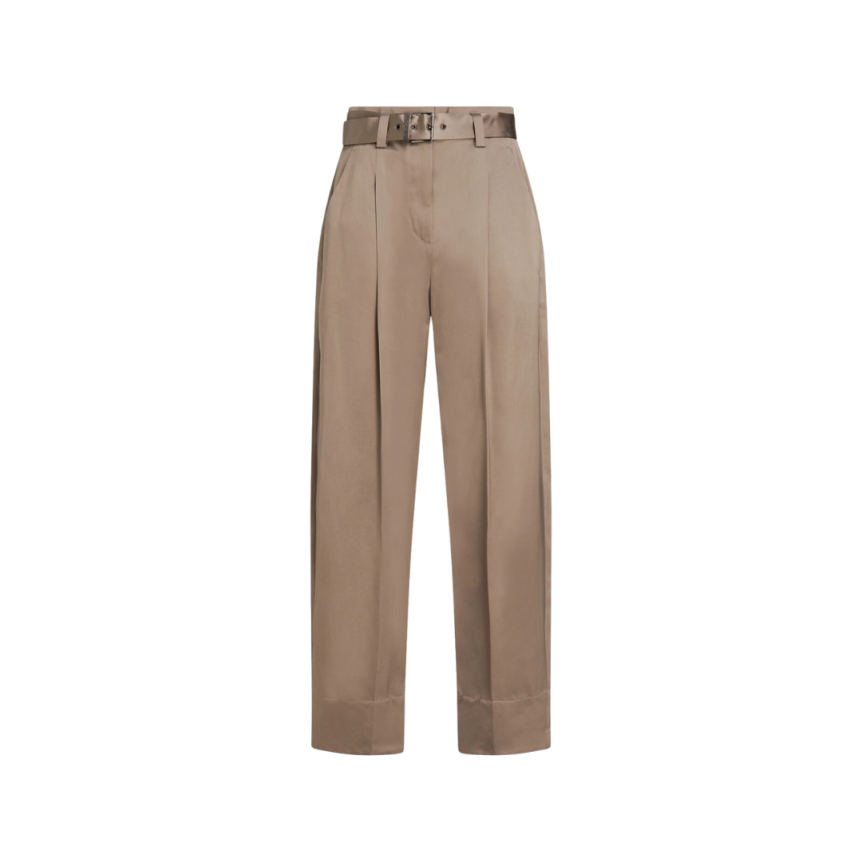 Pantalon BRUNELLO CUCINELLI satin marron ceinture