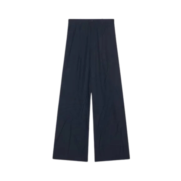 Pantalon large BALENCIAGA nylon froissé bleu marine