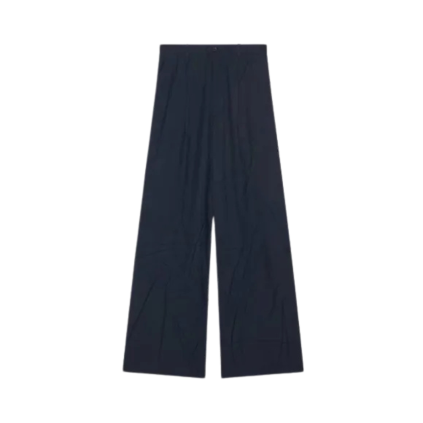 Pantalon large BALENCIAGA nylon froissé bleu marine