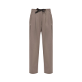 Pantalon à pince coton stretch taupe nœud taille