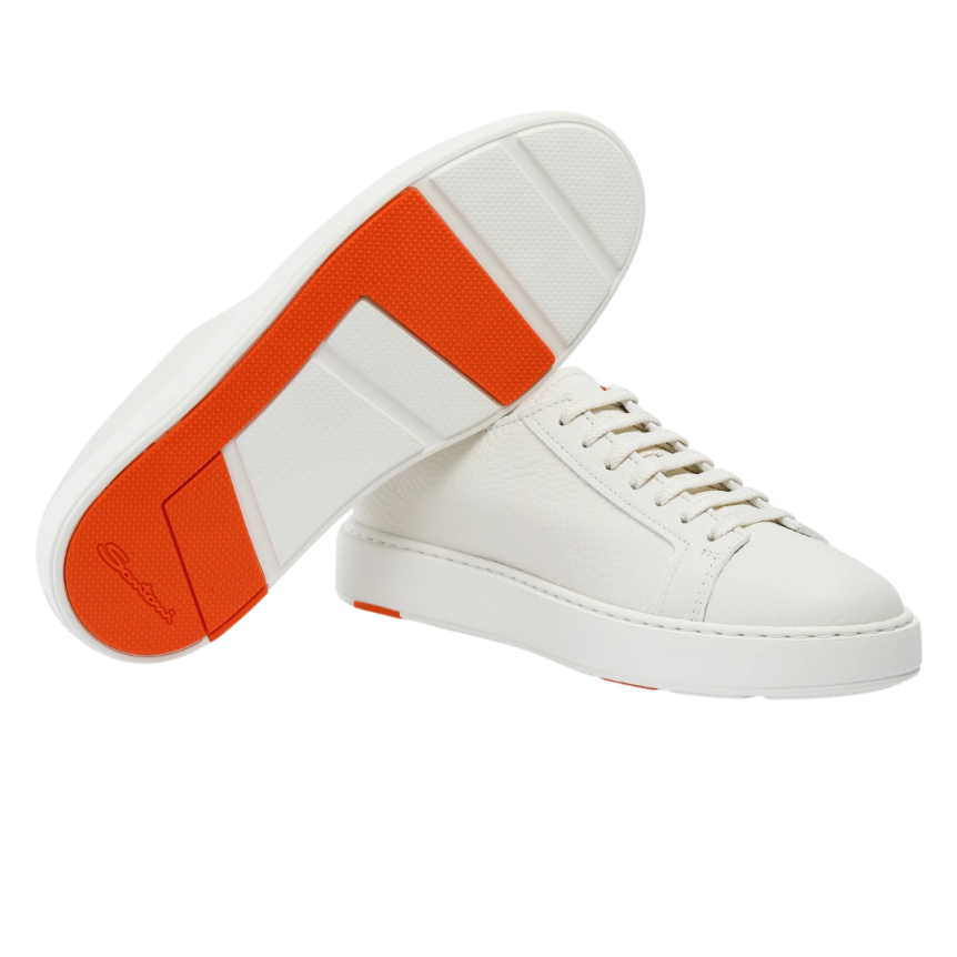 Baskets basses SANTONI cuir grainé bleu marine