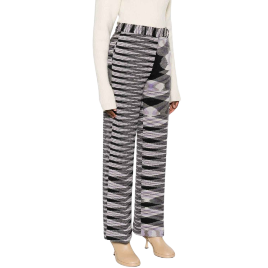 MISSONI Pantalon coton laine velours rayure noir violet