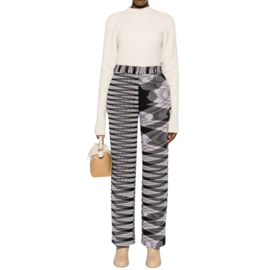 MISSONI Pantalon coton laine velours rayure noir violet