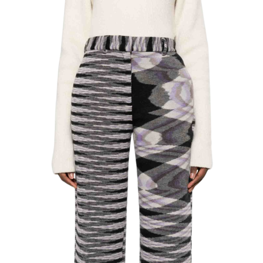 MISSONI Pantalon coton laine velours rayure noir violet