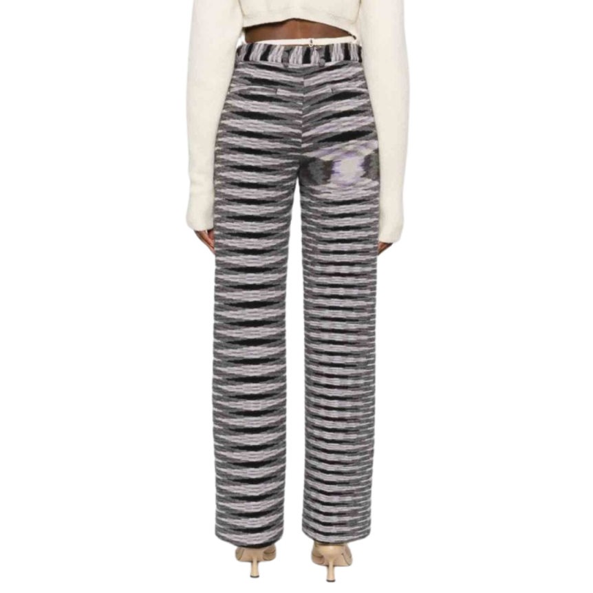 MISSONI Pantalon coton laine velours rayure noir violet