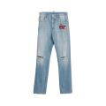 Jean Skater bleu broderie plaque Pac-Man