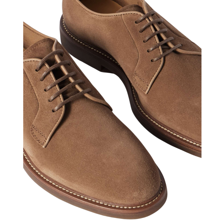 Derbies BRUNELLO CUCINELLI cuir veau daim marron clair
