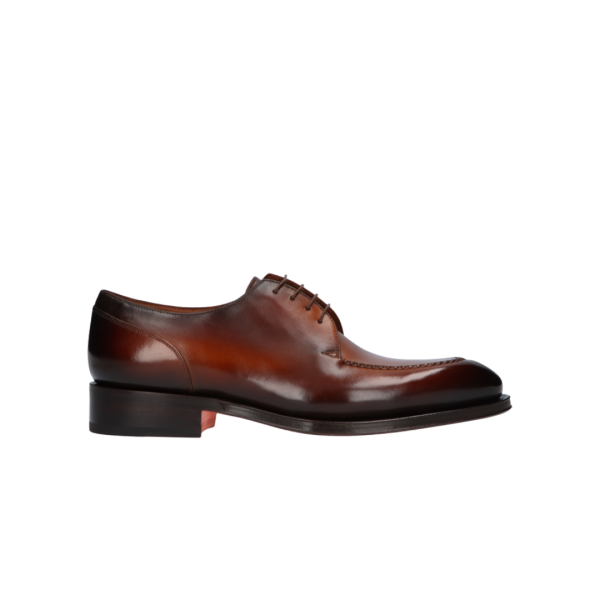 Derbies SANTONI lacets plateau cuir brillant cognac
