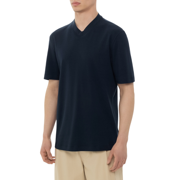 T-shirt BRUNELLO CUCINELLI col rond coton bleu marine