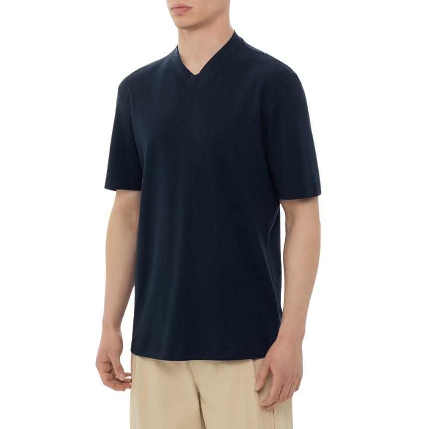 T-shirt BRUNELLO CUCINELLI col rond coton bleu marine