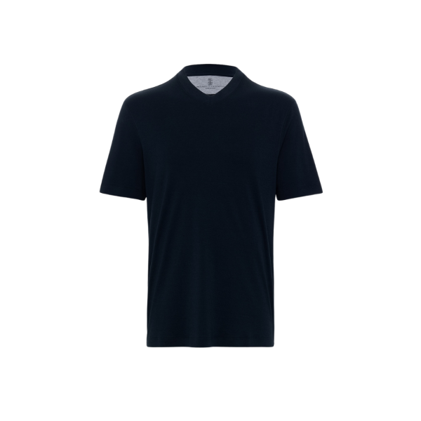 T-shirt BRUNELLO CUCINELLI col rond coton bleu marine