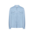 Chemise coton jean denim bleu ciel poche plaquée