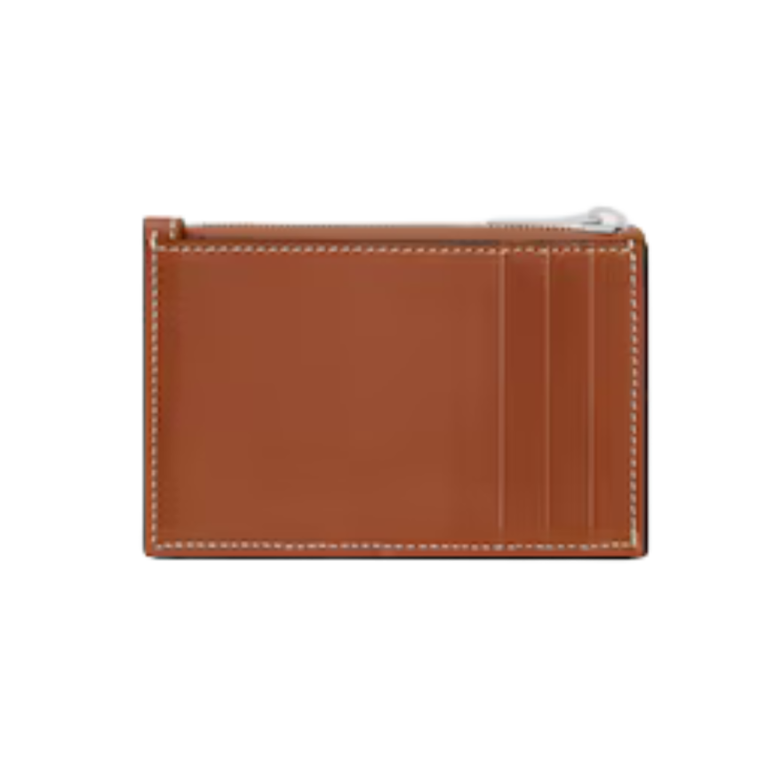 Porte cartes zippé CELINE cuir veau naturel embossage triomphe
