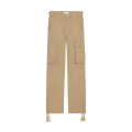 Pantalon cargo taille haute coton lin beige