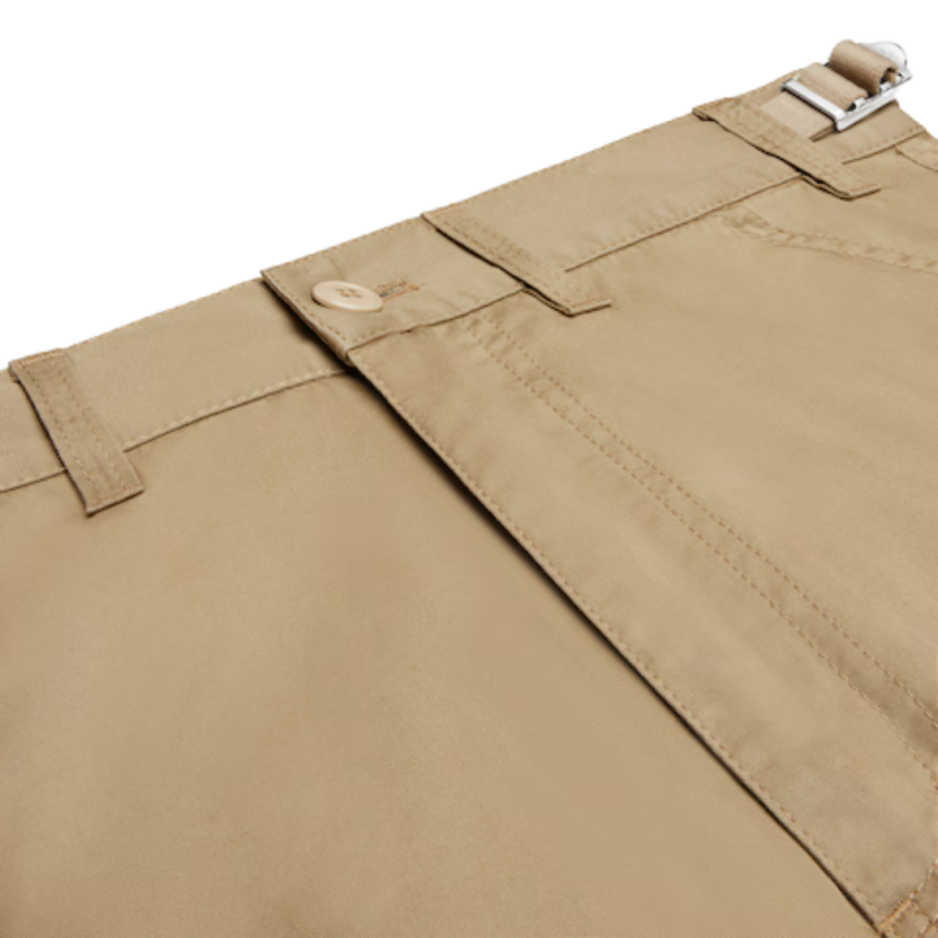 Pantalon cargo CELINE taille haute coton lin beige