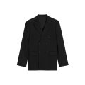 Veste croisée Carnaby laine rayures noir marron