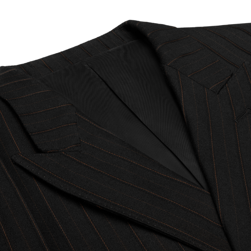 Veste croisée CELINE Carnaby laine rayures noir marron
