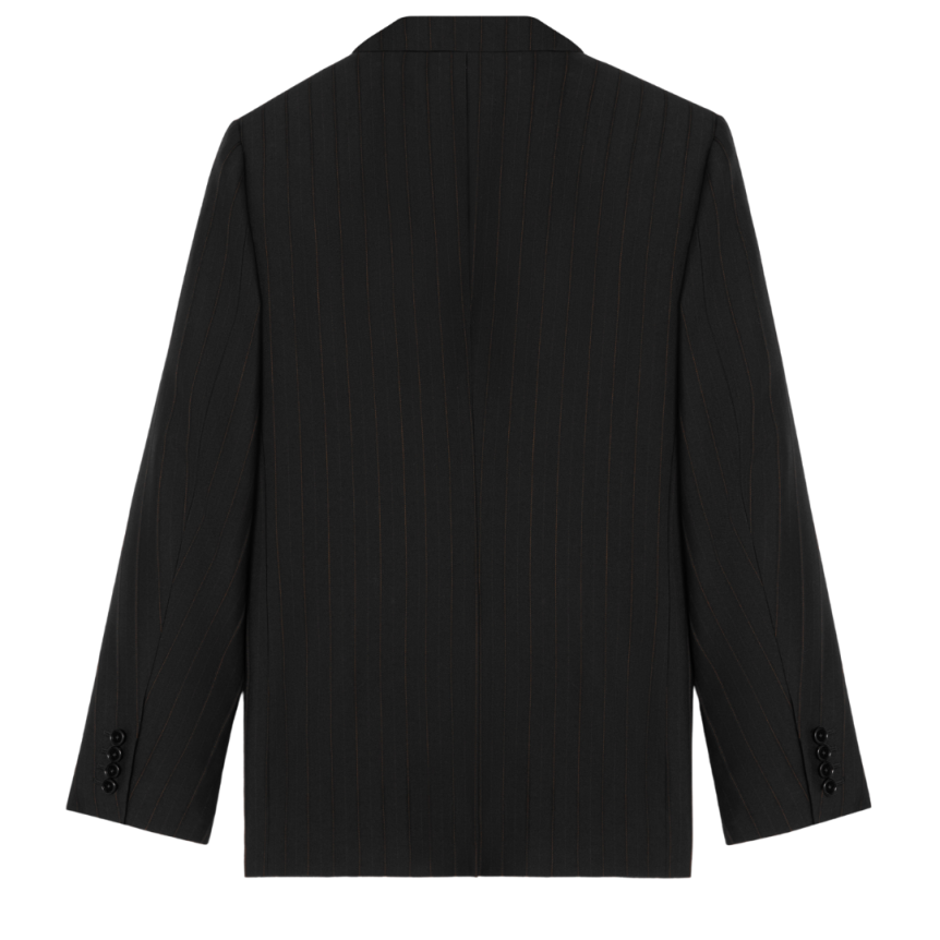 Veste croisée CELINE Carnaby laine rayures noir marron