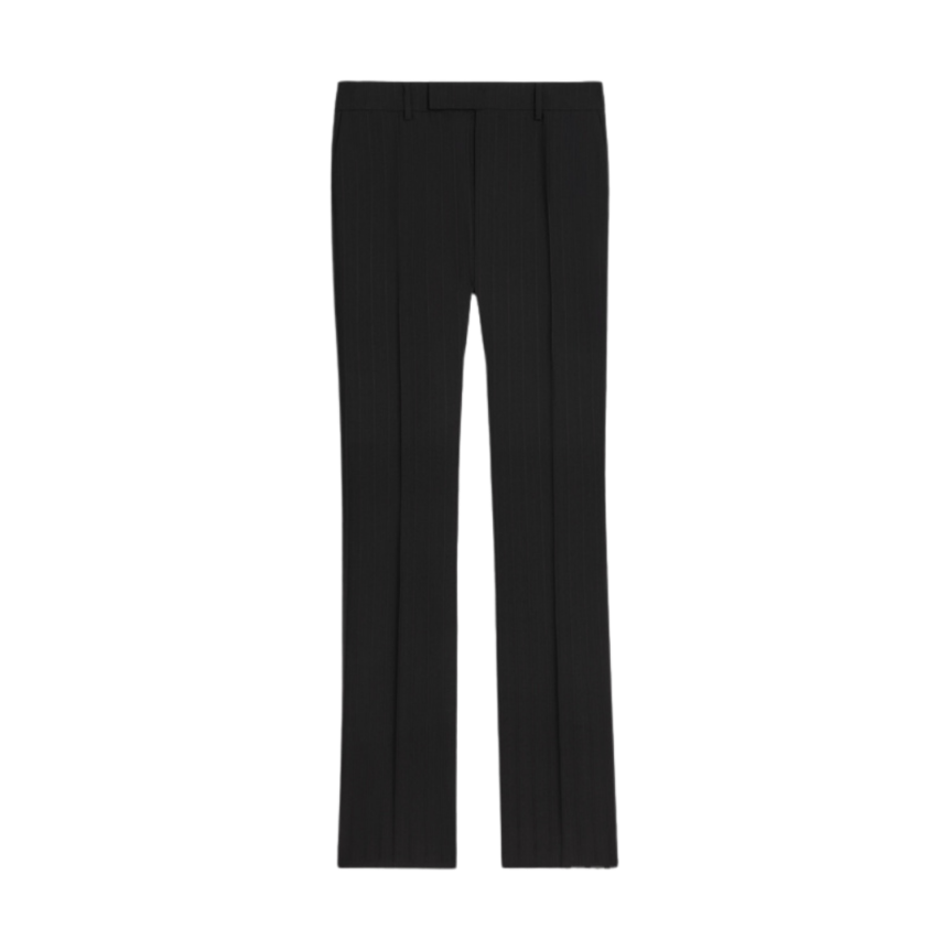 Pantalon évasé CELINE laine rayures noir marron