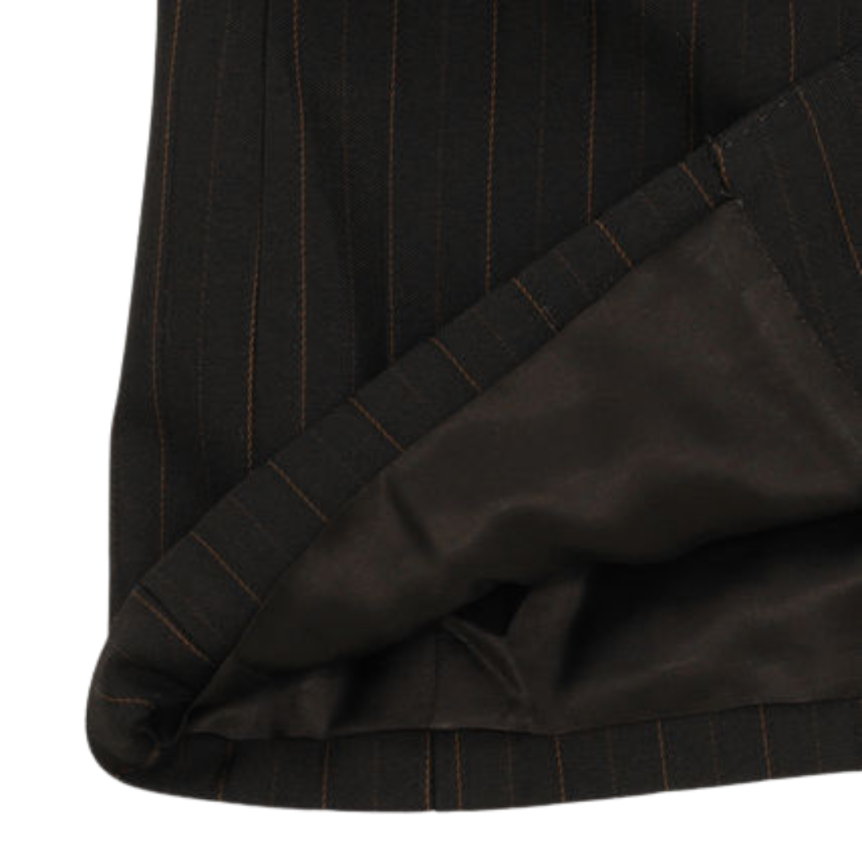 Pantalon évasé CELINE laine rayures noir marron