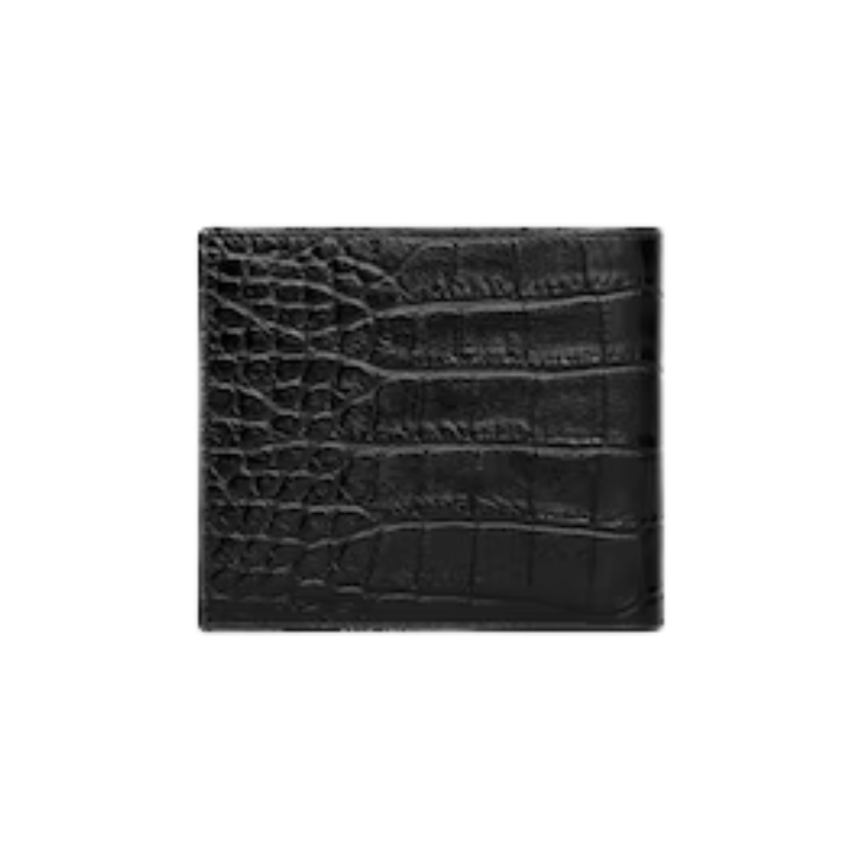 Portefeuille monnaie CELINE 2 volets cuir croco noir