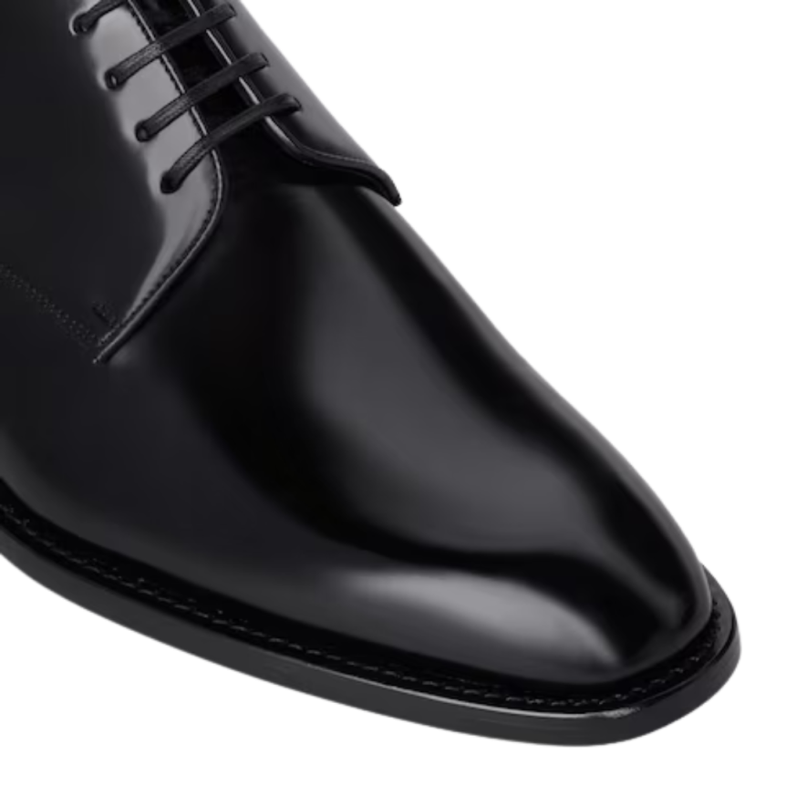 Derbies à lacets CELINE Tuxedo cuir taureau brillant noir