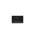 Porte cartes cuir noir embossage croco