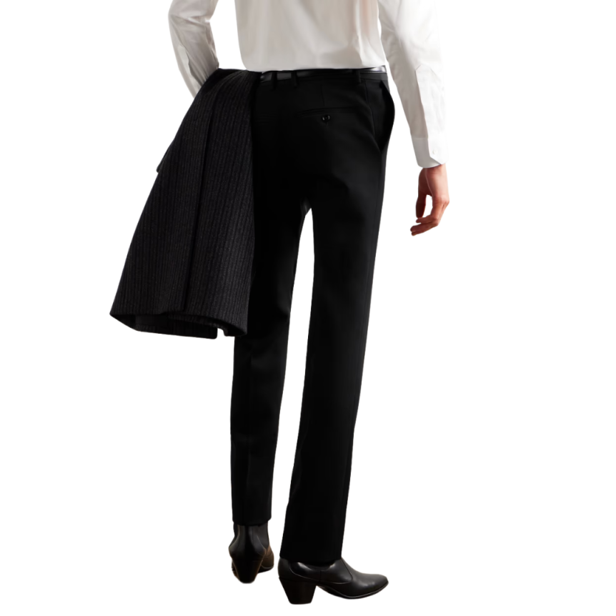 CELINE Pantalon slim sergé laine noire diagonal