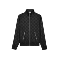 Blouson zippé jersey coton noir jacquard Triomphe ton sur ton