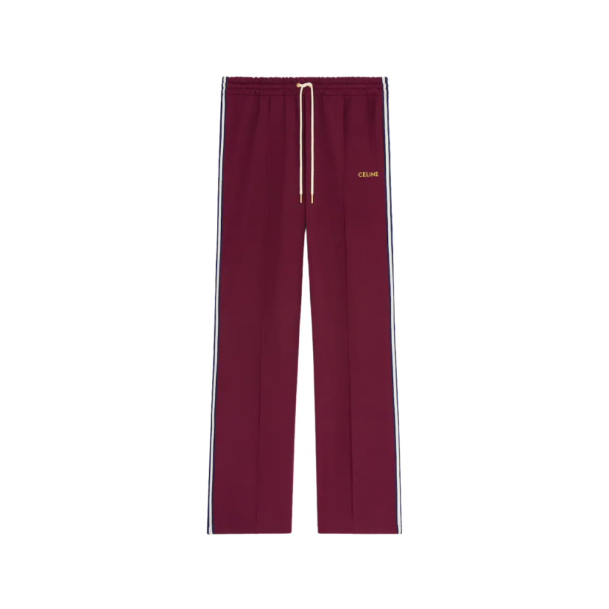 Jogging CELINE jersey nylon bordeaux bande écru