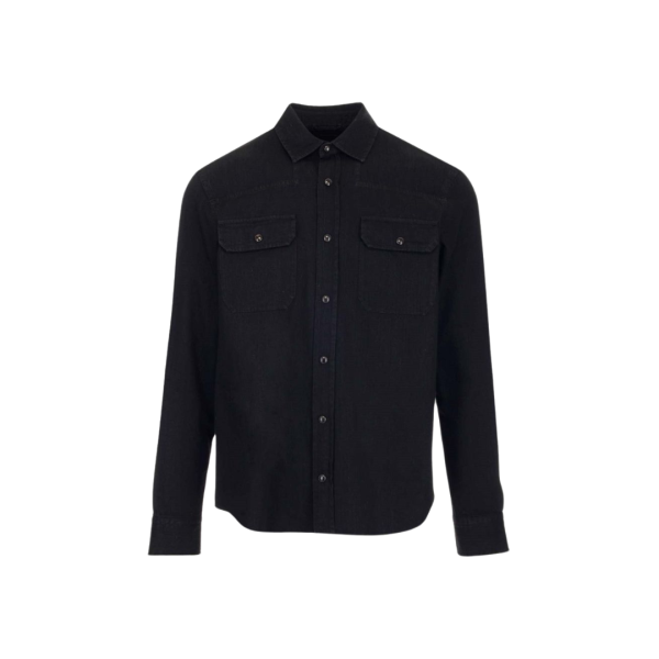Chemise ZEGNA Western bouton pression denim coton noir