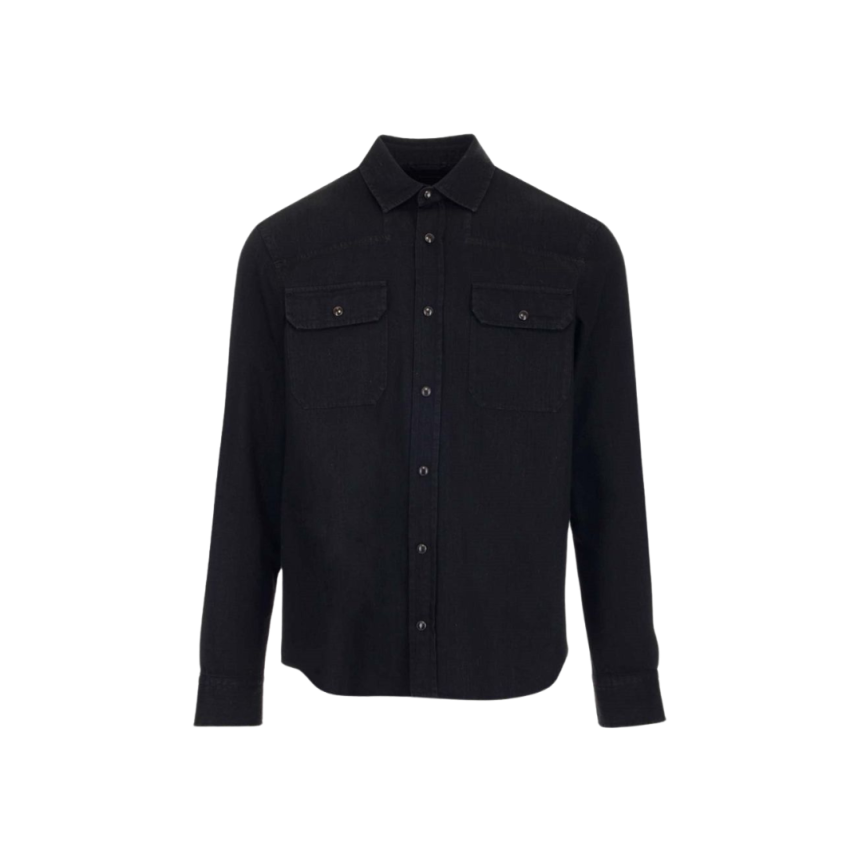 Chemise ZEGNA Western bouton pression denim coton noir
