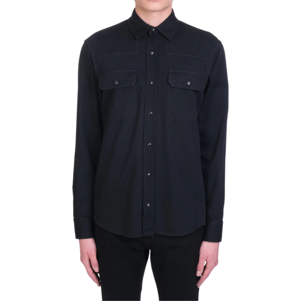 Chemise ZEGNA Western bouton pression denim coton noir