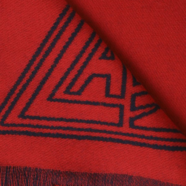 Echarpe laine LANVIN bleu marine rouge