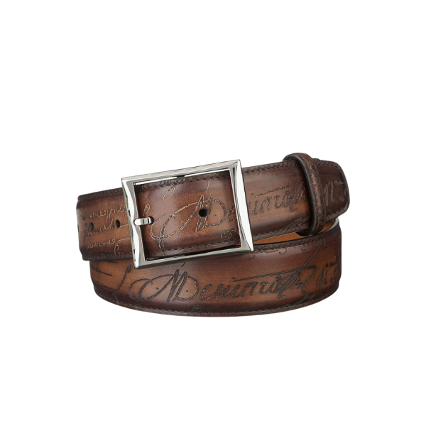 Ceinture BERLUTI classique cuir venezia marron scrito