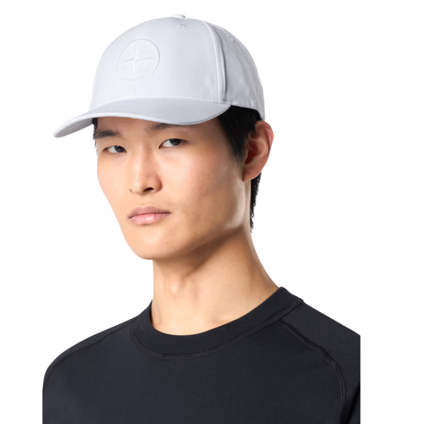 Casquette baseball STONE ISLAND coton reps blanc Compass