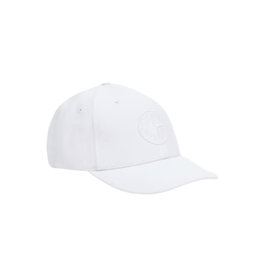 Casquette baseball STONE ISLAND coton reps blanc Compass