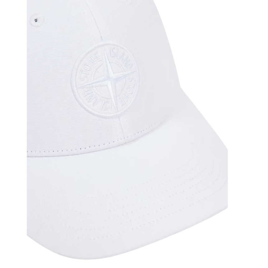 Casquette baseball STONE ISLAND coton reps blanc Compass