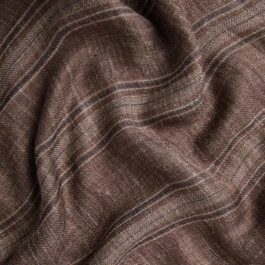 Echarpe BRUNELLO CUCINELLI soie lin marron rayure